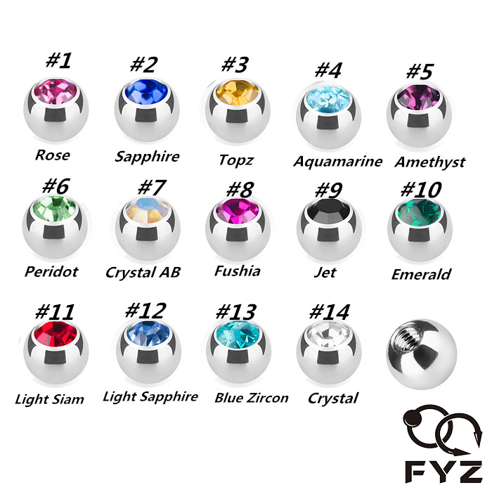 Body Jewelry Replacement Ball - 316L 외과 강철 프레스 적합 1.2*3mm