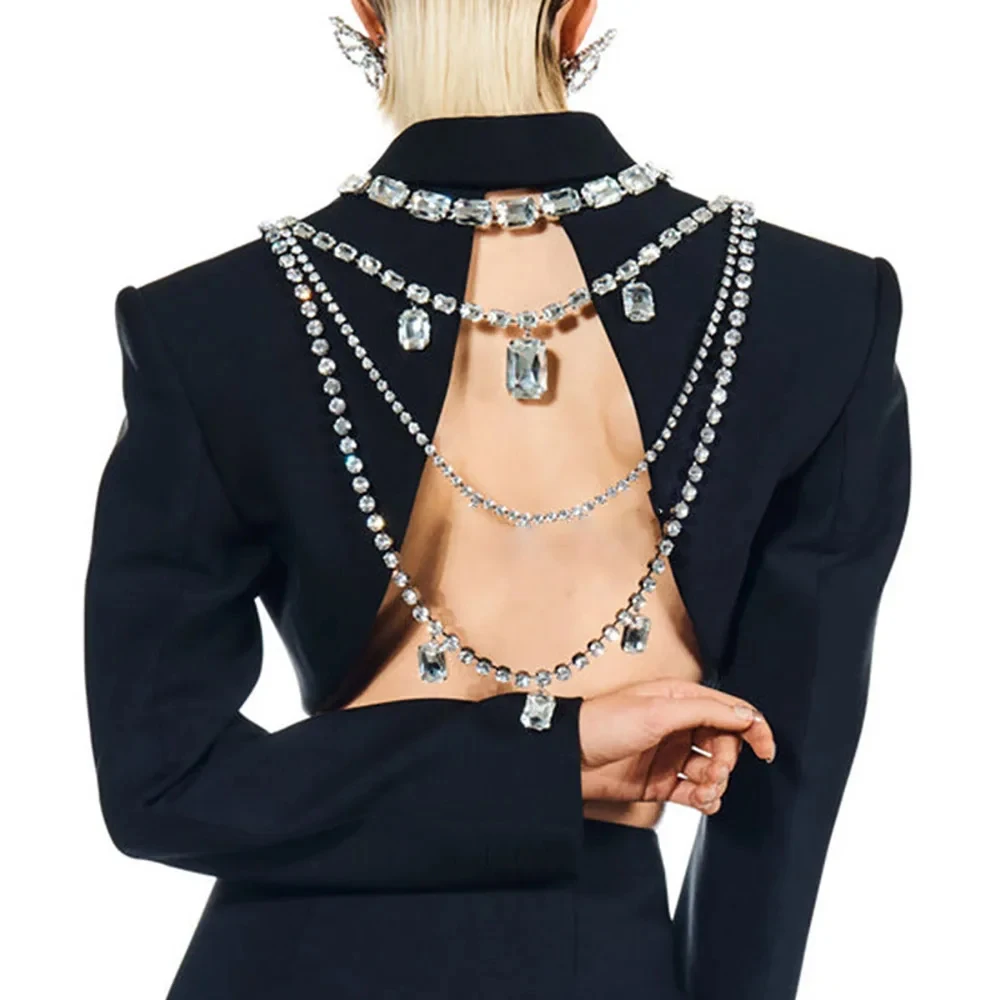 Body Jewelry Retainers - 샤인 라인 석 긴 술 뒤로