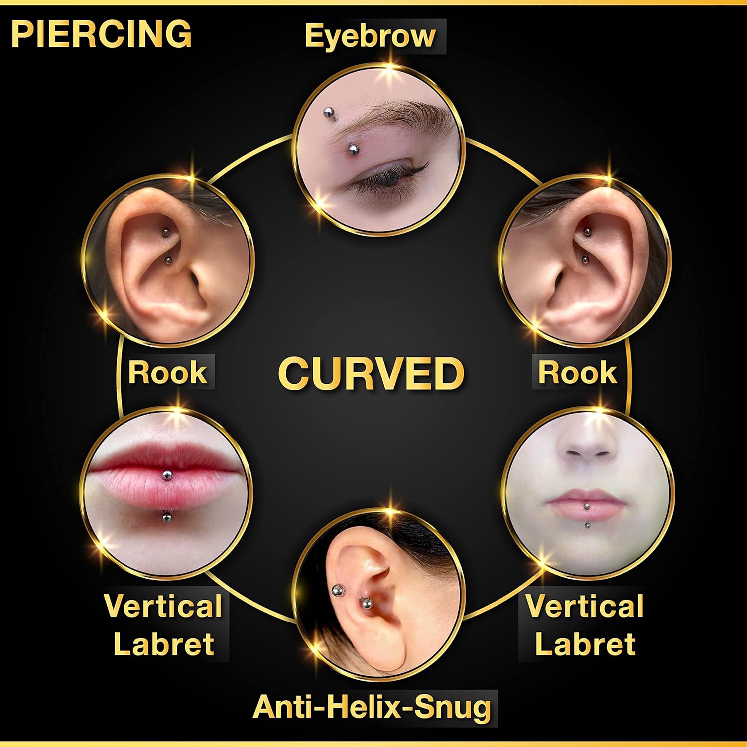 32개/세트 수술용 강철 곡선형 바벨 작은 눈썹 링 버 - Body Jewelry Surgical Steel 리뷰 및 가격