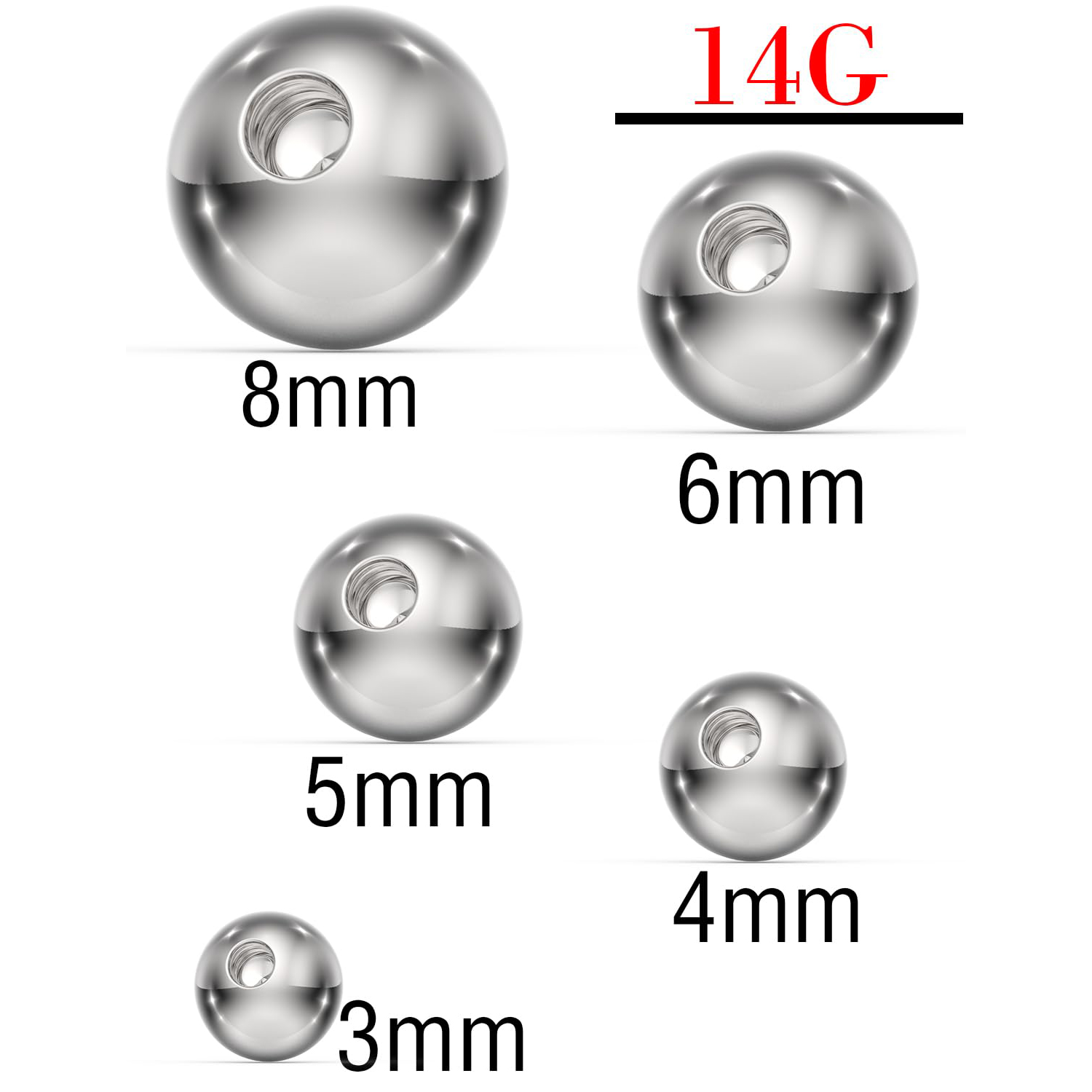 14G 3mm 4mm 5mm 6mm 8mm 외부로 31 - Body Jewelry Replacement Ball 리뷰 및 가격