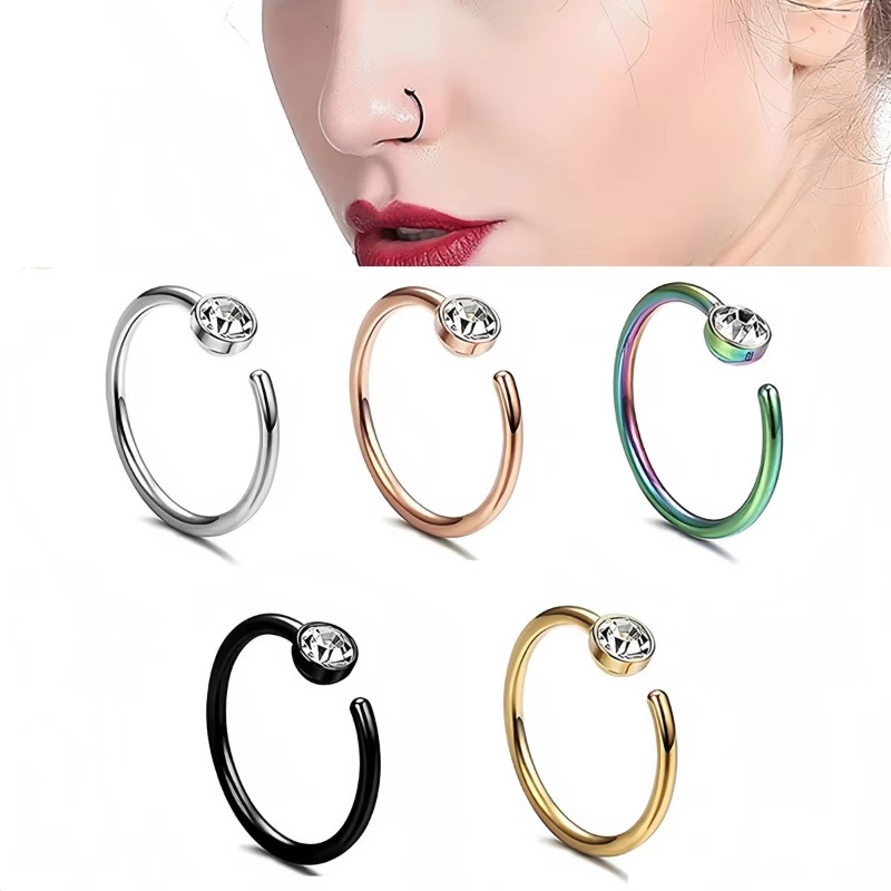 18G 코 피어싱 5개 세트: C자형 코 피어싱, 트라 - Body Jewelry Surgical Steel 리뷰 및 가격