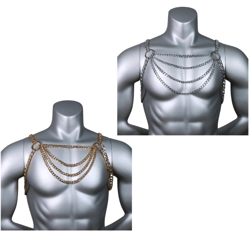 남자의 섹시한 금속 바디 가슴 체인 쥬얼리 펑크 스타일 - Body Jewelry Retainers 리뷰 및 가격
