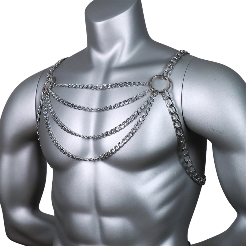 남자의 섹시한 금속 바디 가슴 체인 쥬얼리 펑크 스타일 - Body Jewelry Retainers 리뷰 및 가격